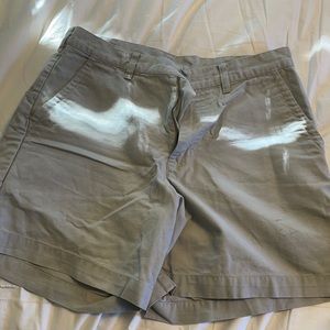 Khaki Patagonia shorts.